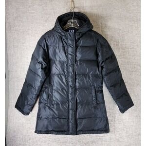 Gap‎ Women's XS Hooded Down Puffer Jacket Fleece Lined Heavy Fill Black Nice!